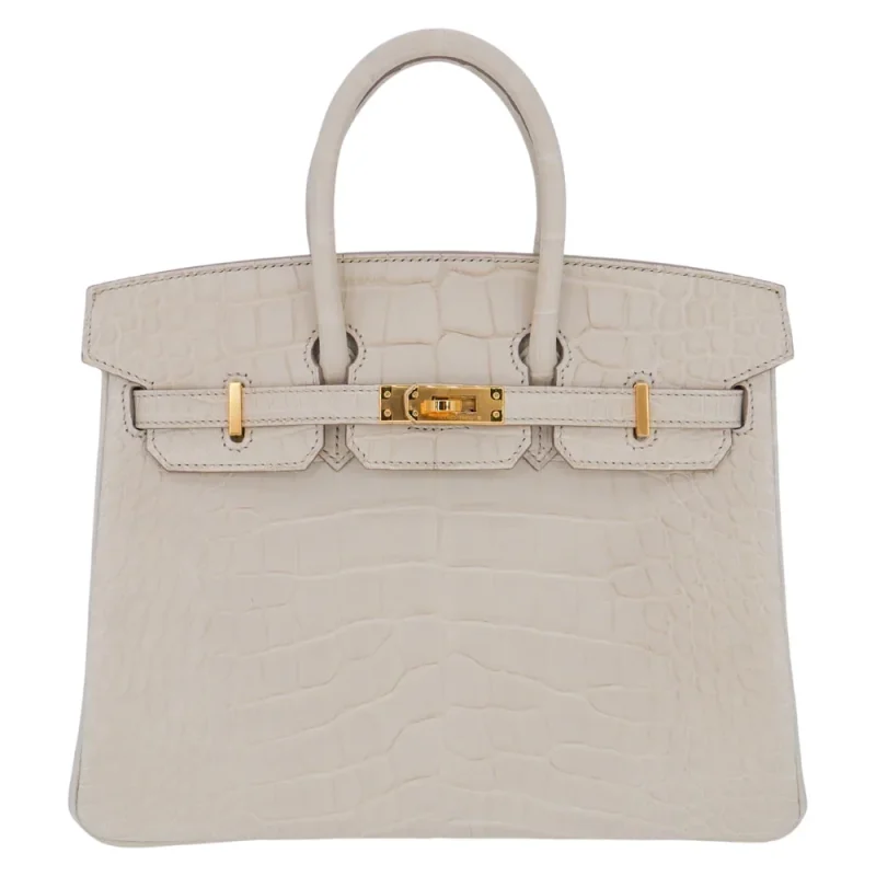 1:1 Hermès Replica - Birkin 25 Beton Matte Alligator Gold HW
