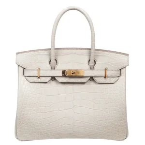 1:1 Hermès Replica - Birkin 30 Beton Matte Alligator Gold HW