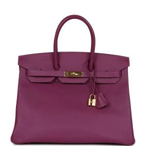 1:1 Hermès Replica - Birkin 35 Anemone Epsom Gold HW