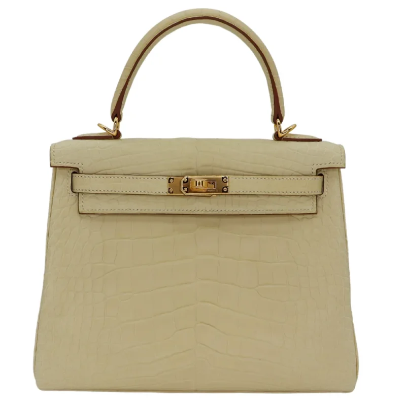 1:1 Hermès Replica - Kelly 25 Retourne Vanille Matte Alligator Gold HW
