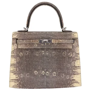 1:1 Hermès Replica - Kelly 25 Sellier Ombre Lizard Palladium HW