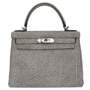 1:1 Hermès Replica - Kelly 28 Retourne Dalmatian Buffalo Palladium HW