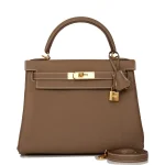 1:1 Hermès Replica - Kelly 28 Retourne Etoupe Togo Gold HW