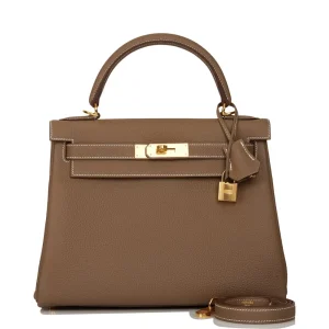 1:1 Hermès Replica - Kelly 28 Retourne Etoupe Togo Gold HW