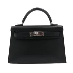 1:1 Hermès Replica - Kelly II Sellier Mini Black Chèvre Palladium HW
