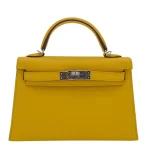 1:1 Hermès Replica - Kelly II Sellier Mini Jaune De Naples Epsom Palladium HW