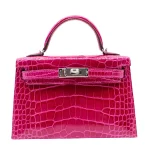 1:1 Hermès Replica - Kelly II Mini Rose Poupre Shiny Alligator