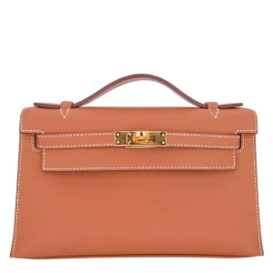 1:1 Hermès Replica - Kelly Pochette Gold Swift Gold HW