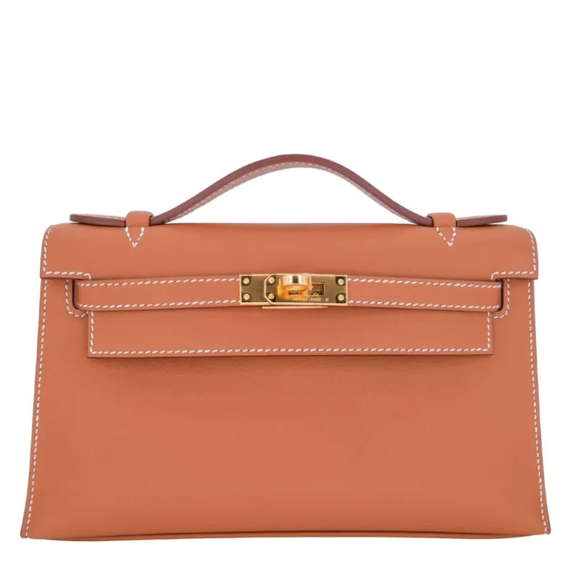 1:1 Hermès Replica - Kelly Pochette Gold Swift Gold HW