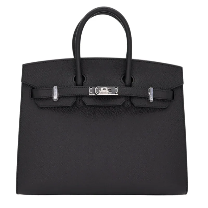 Artisan-Grade Hermès Dupes - Birkin 25 Sellier Black Epsom Palladium HW