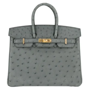 Artisan-Grade Hermès Dupes - Birkin 25 Vert Amande Ostrich Gold HW