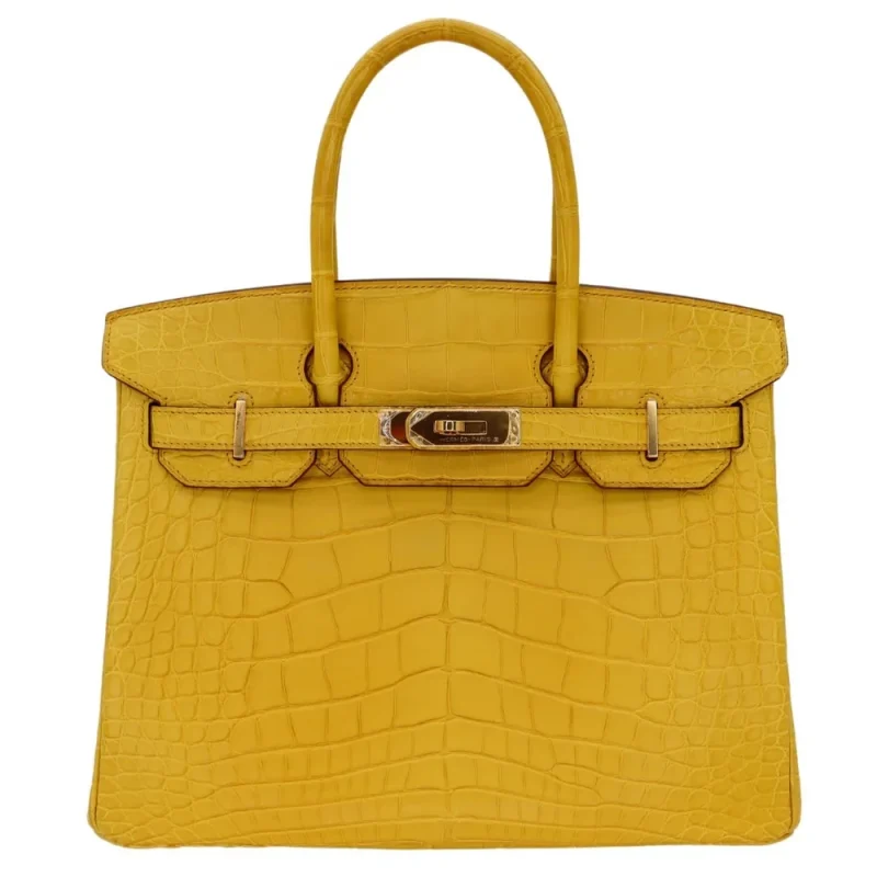 Artisan-Grade Hermès Dupes - Birkin 30 Ambre Matte Alligator Gold HW