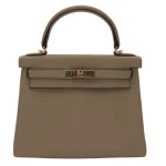 Artisan-Grade Hermès Dupes - Kelly 28 Retourne Beige Marfa Clemence Gold HW