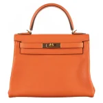 Artisan-Grade Hermès Dupes - Kelly 28 Retourne Feu Clemence Gold HW