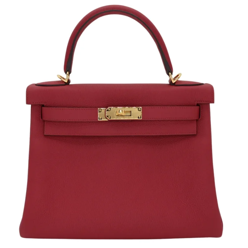 Artisan-Grade Hermès Dupes - Kelly 28 Retourne Rouge Grenat Togo Gold HW