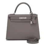 Artisan-Grade Hermès Dupes - Kelly 28 Sellier Etoupe Epsom Palladium HW