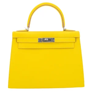 Artisan-Grade Hermès Dupes - Kelly 28 Sellier Lime Epsom Palladium HW