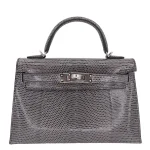 Artisan-Grade Hermès Dupes - Kelly II Sellier Mini Ardoise Shiny Lizard Palladium HW