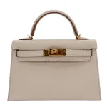 Artisan-Grade Hermès Dupes - Kelly II Sellier Mini Craie Epsom Gold HW