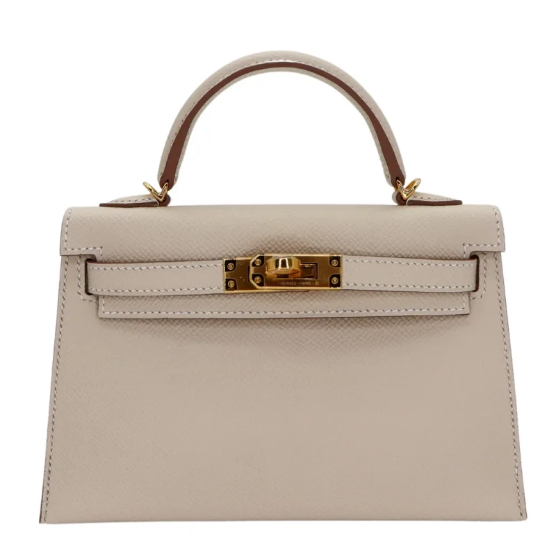 Artisan-Grade Hermès Dupes - Kelly II Sellier Mini Craie Epsom Gold HW