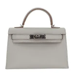 Artisan-Grade Hermès Dupes - Kelly II Sellier Mini Gris Perle Chèvre Palladium HW