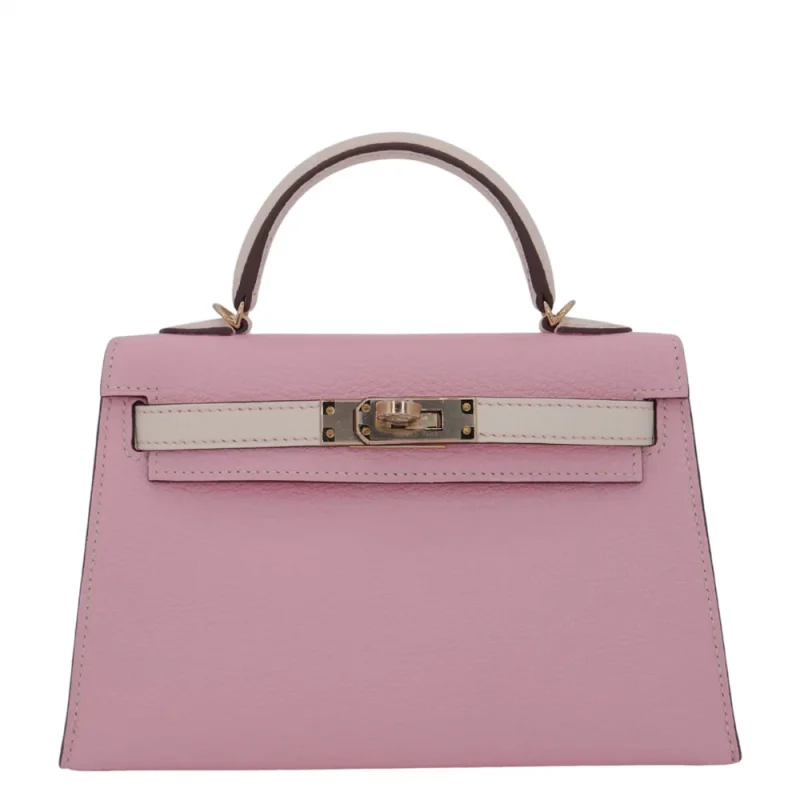 Artisan-Grade Hermès Dupes - Kelly II Sellier Mini HSS Rose Sakura/ Nata Chevre PBHW