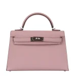 Artisan-Grade Hermès Dupes - Kelly II Sellier Mini Rose Sakura Chèvre Palladium HW