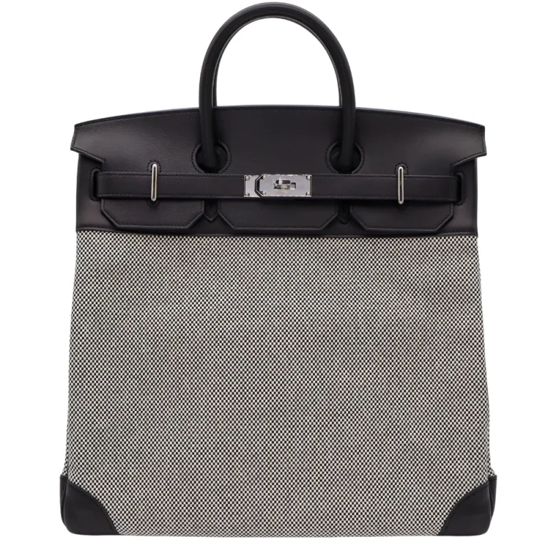 Best Replica Hermes HAC 40 Black Toile/Swift Palladium HW