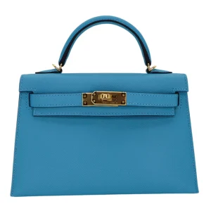 Best Replica Hermes - Kelly II Sellier Mini Bleu Du Nord