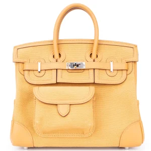 Hermès Birkin 25 Cargo Canvas/Swift Sesame Palladium HW - Best Replica