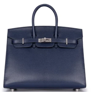 Hermès Birkin 25 Sellier Chèvre Blue Sapphire Palladium HW - 1:1 Replica