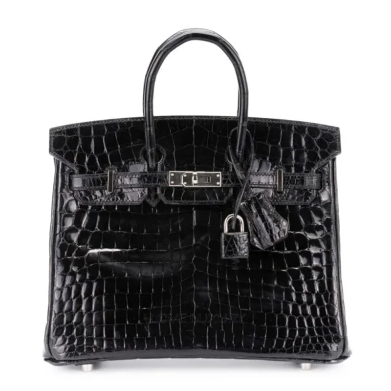 Hermes birkin 25 inspired Wollongong 3 Hermès Birkin 25 Shiny Crocodile Niloticus Black Palladium HW – Best Replica - Premium Alternative