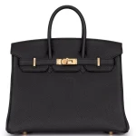 Hermès Birkin 25 Togo Noir Rough Gold HW - Artisan-Grade Dupes