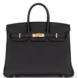 Hermès Birkin 25 Togo Noir Rough Gold HW - Artisan-Grade Dupes