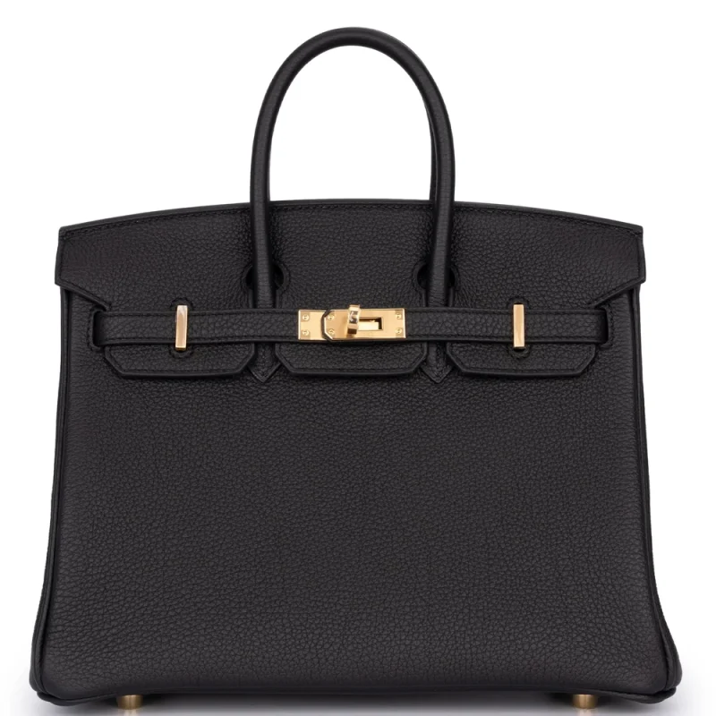 Hermès Birkin 25 Togo Noir Rough Gold HW - Artisan-Grade Dupes