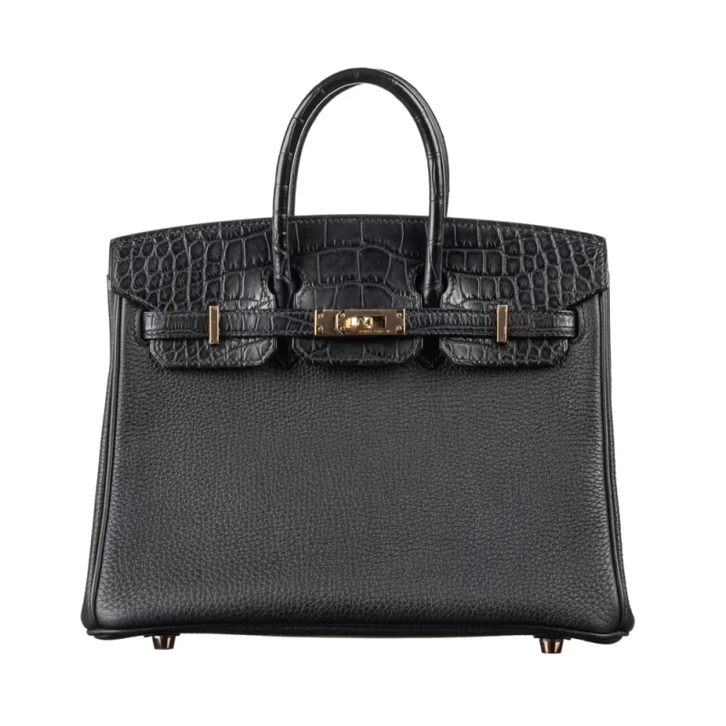 Hermès Birkin 25 Touch Togo/Alligator Replica | Rose Gold HW