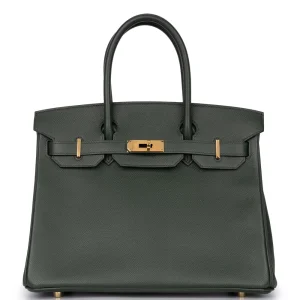Hermès Birkin 30 Epsom Vert Foncé Gold HW Dupes | Replica Bags