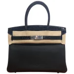 Hermès Birkin 30 Noir/Blue Marine Replica - Premium Quality