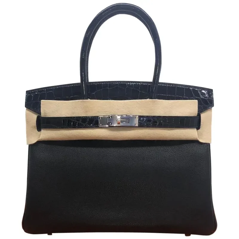 Hermès Birkin 30 Noir/Blue Marine Replica - Premium Quality