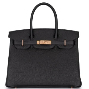Hermès Birkin 30 Togo Noir Rough Gold HW - Best Replica