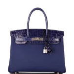 Hermès Birkin 30 Touch Bleu Encre Togo/Niloticus Replica