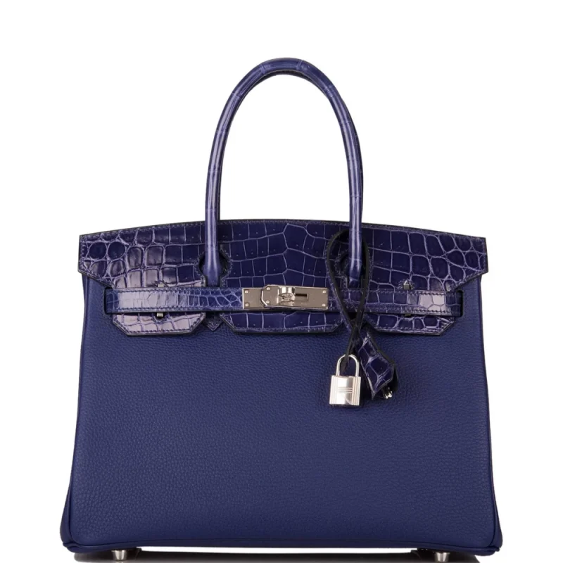 Hermès Birkin 30 Touch Bleu Encre Togo/Niloticus Replica