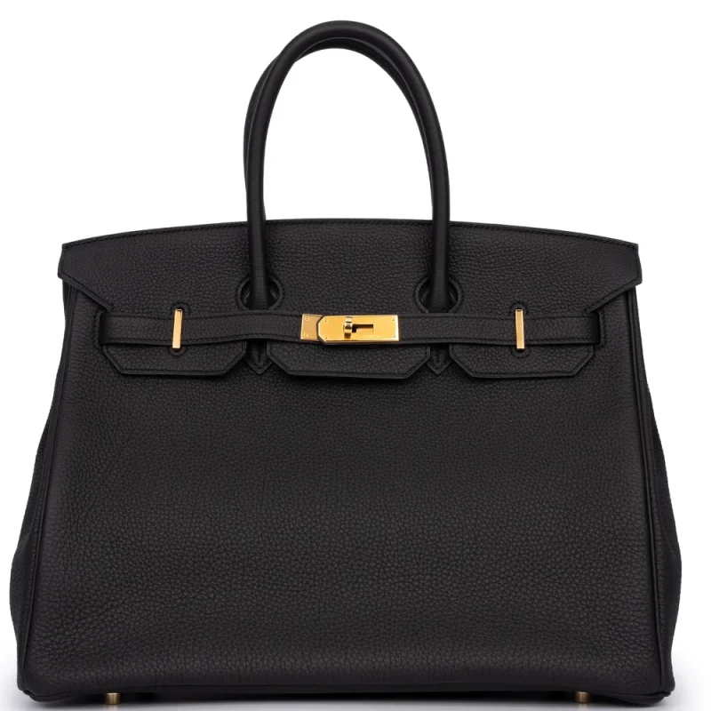 Hermes Birkin 35 Inspired Norwich 1 Hermès Birkin 35 Togo Noir Rough Gold HW – Artisan-Grade Dupes - Premium Alternative Bag