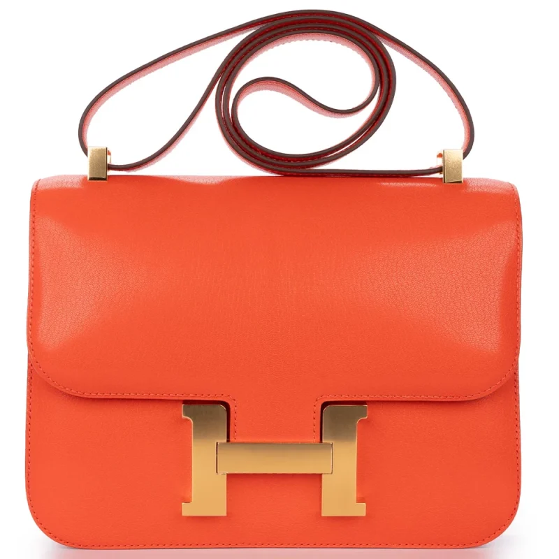 Hermès Constance 24 Chamkila Chevre Capucine Gold HW Dupes