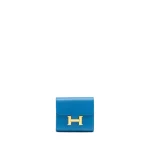 Hermès Constance Compact Wallet Blue Epsom Gold HW Replica