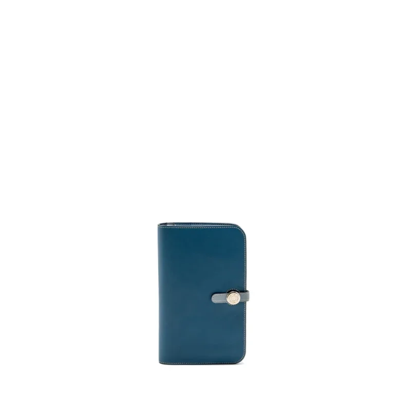 Hermès Dogon Compact Wallet Blue Swift Silver HW – Best Replica