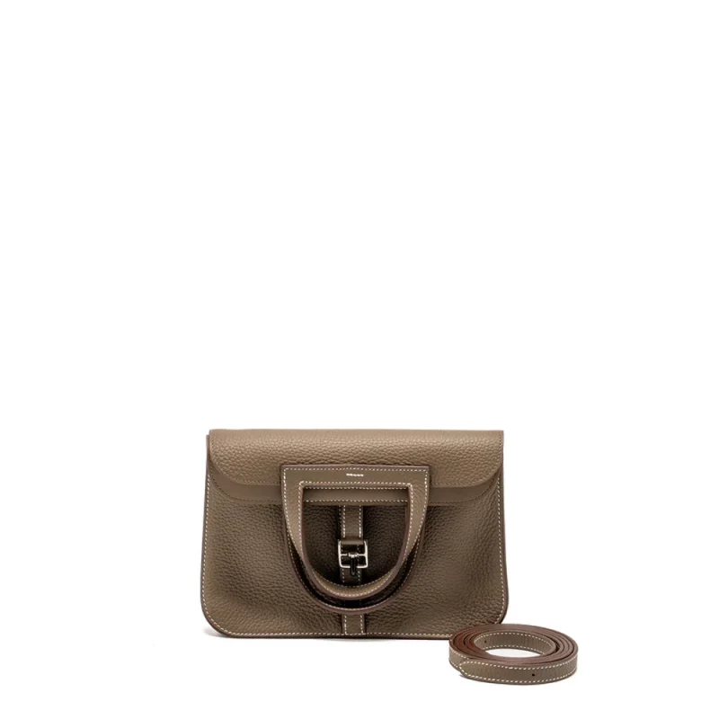 Hermès Halzan 25 Etoupe Clemence Replica | Premium Quality
