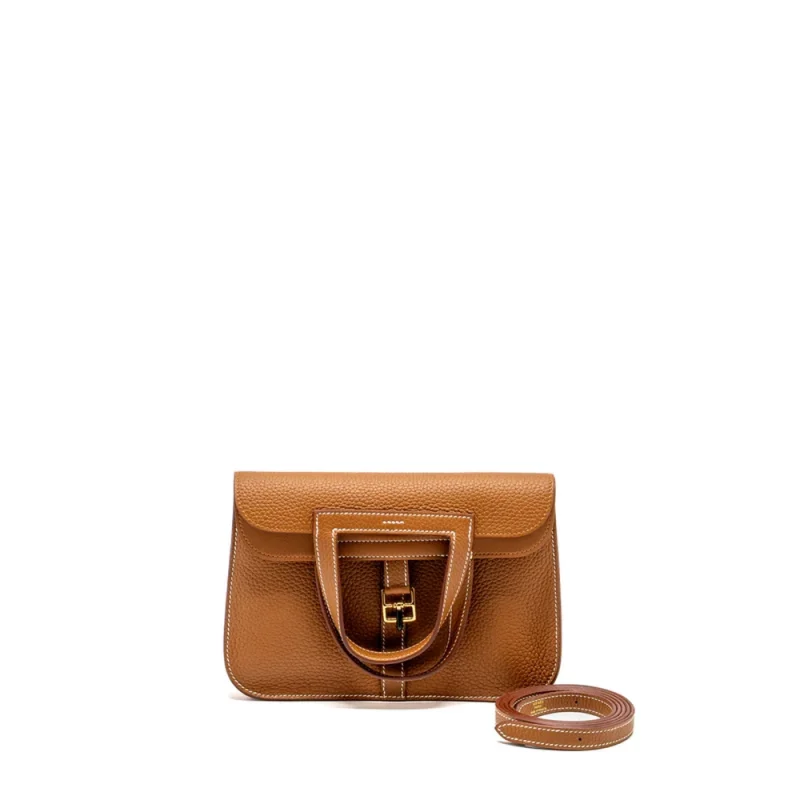 Hermès Halzan 25 Gold Clemence Gold HW - Premium Replica