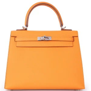 Hermès Kelly 25 Epsom Orange Palladium HW - Best Replica