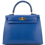 Hermès Kelly 25 Sellier Chamkila Chevre Bleu Royal Gold HW - 1:1 Replica